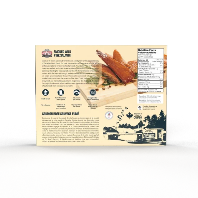 Smoked Wild Pink salmon in a gift box - back