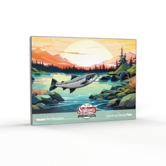 Smoked wild pink salmon in a gift box