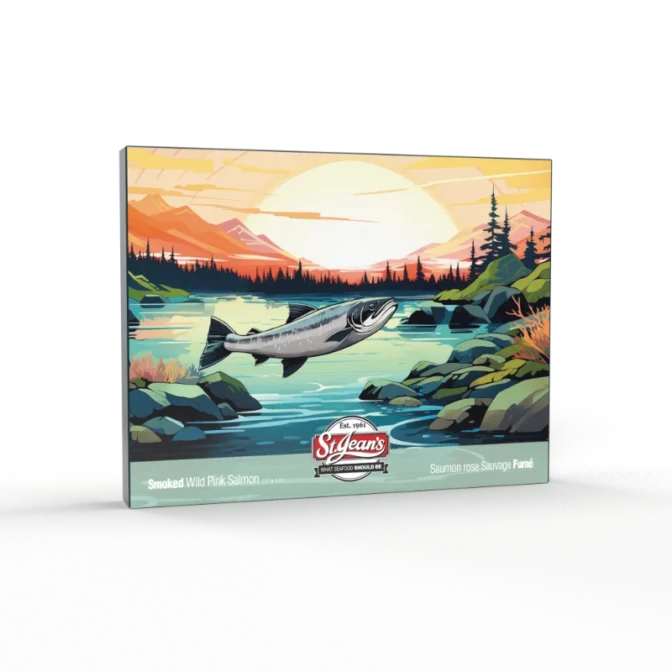 Smoked wild pink salmon in a gift box